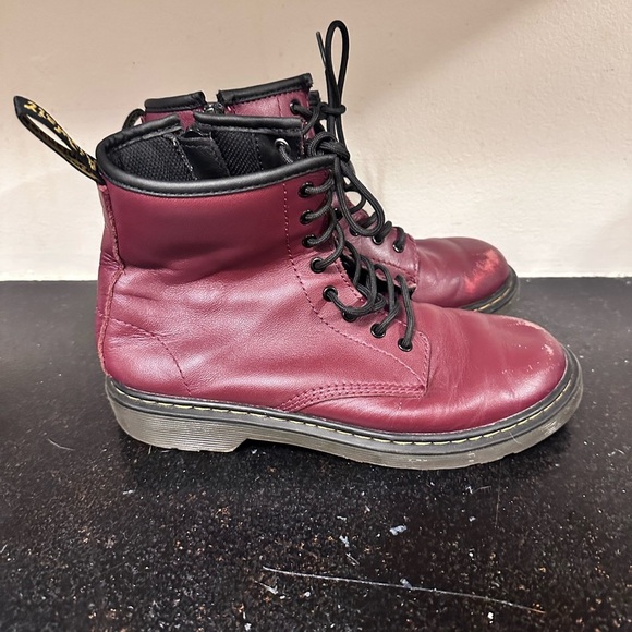 Dr Martens Youth ankle boots Burgundy Sz 4 - Picture 2 of 7